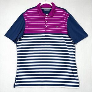 Vineyard Vines Performance Polo‎ Shirt Mens Large Colorblock Stripe Golf Whale